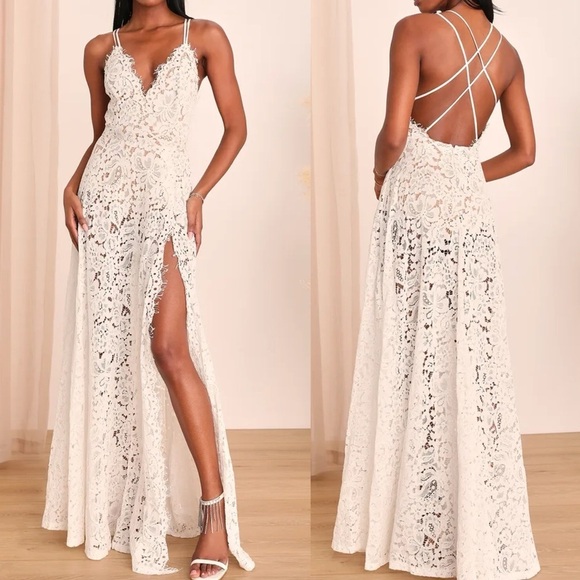 Lulus Dresses & Skirts - nwot Love of Details White Lace Maxi Dress